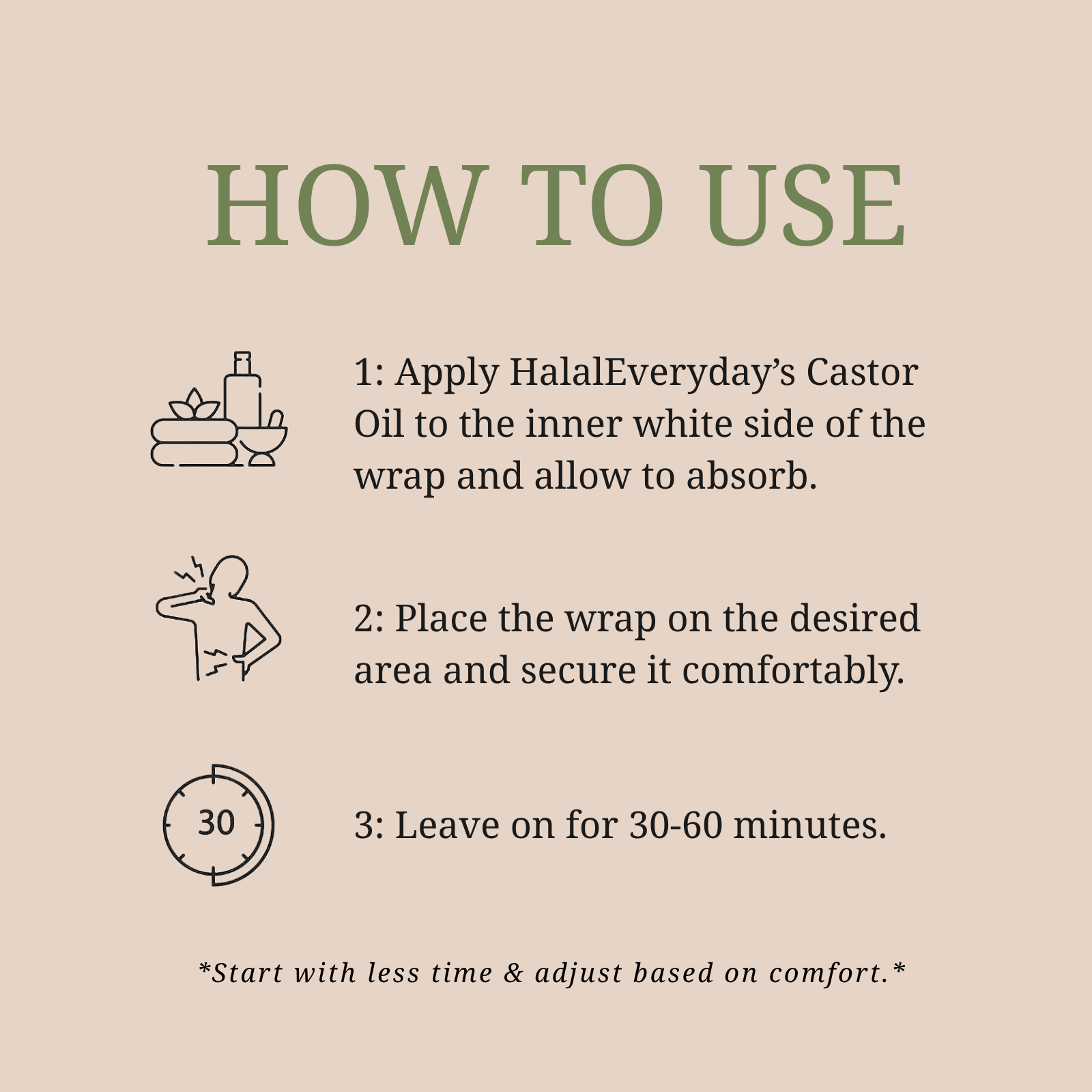 Castor Oil Pack with 8oz Amber Bottle of Castor Oil - (EXCLUSIVE BUNDLE)